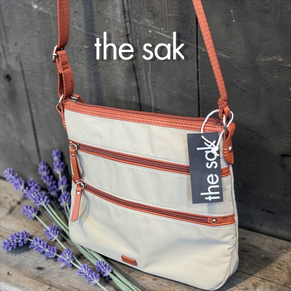 The Sak Sage Green and Rust Crossbody Bag